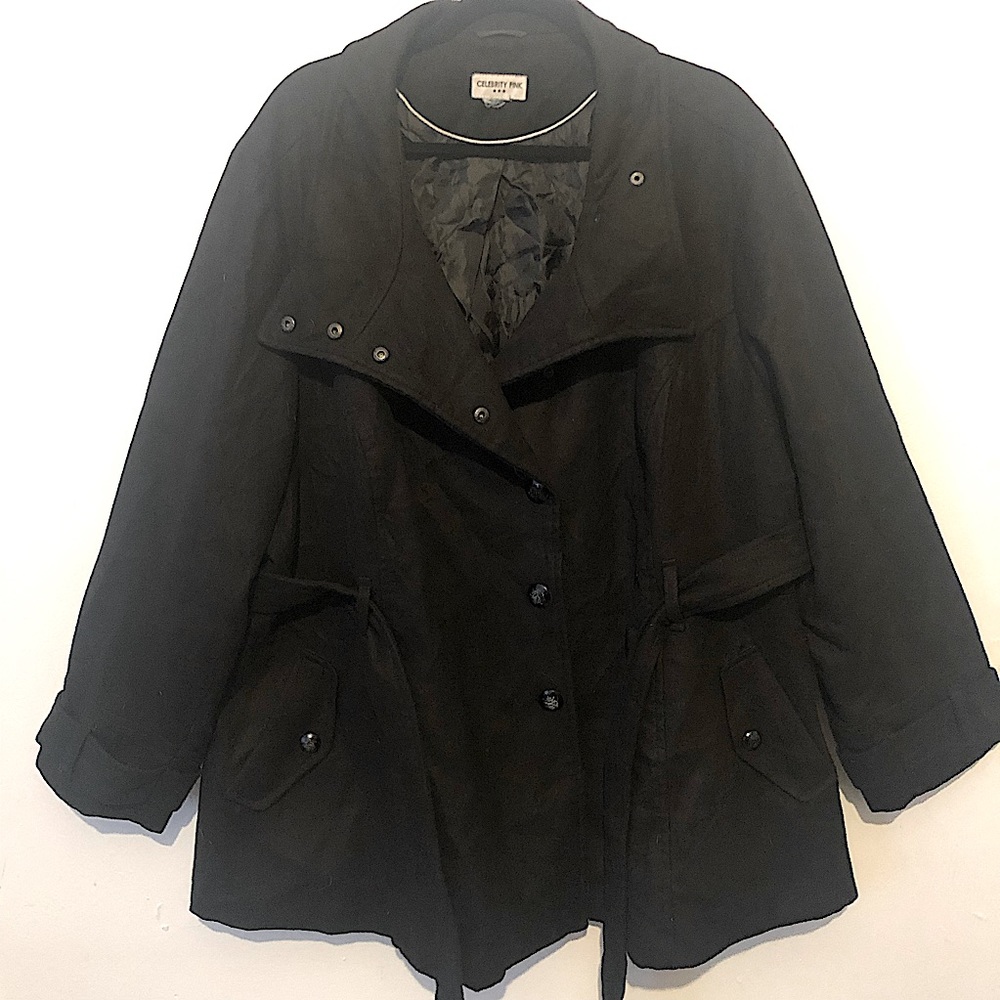 Celebrity Pink Black Pea Coat